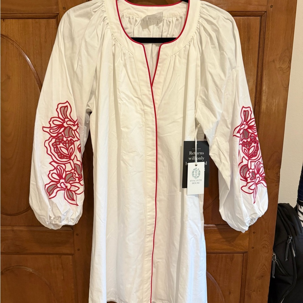NWT Tuckernuck Red/White Puff Sleeve Mini Dress